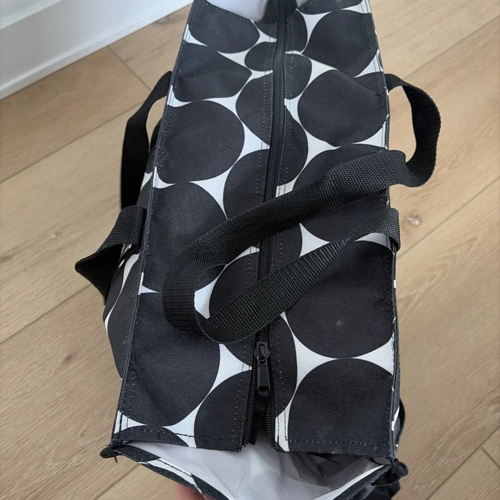 THIRTY-ONE Large TOTE Bag BIG BLACK & WHITE POLKA DOTS Handles Zip Top Utility‎ - Picture 3 of 10
